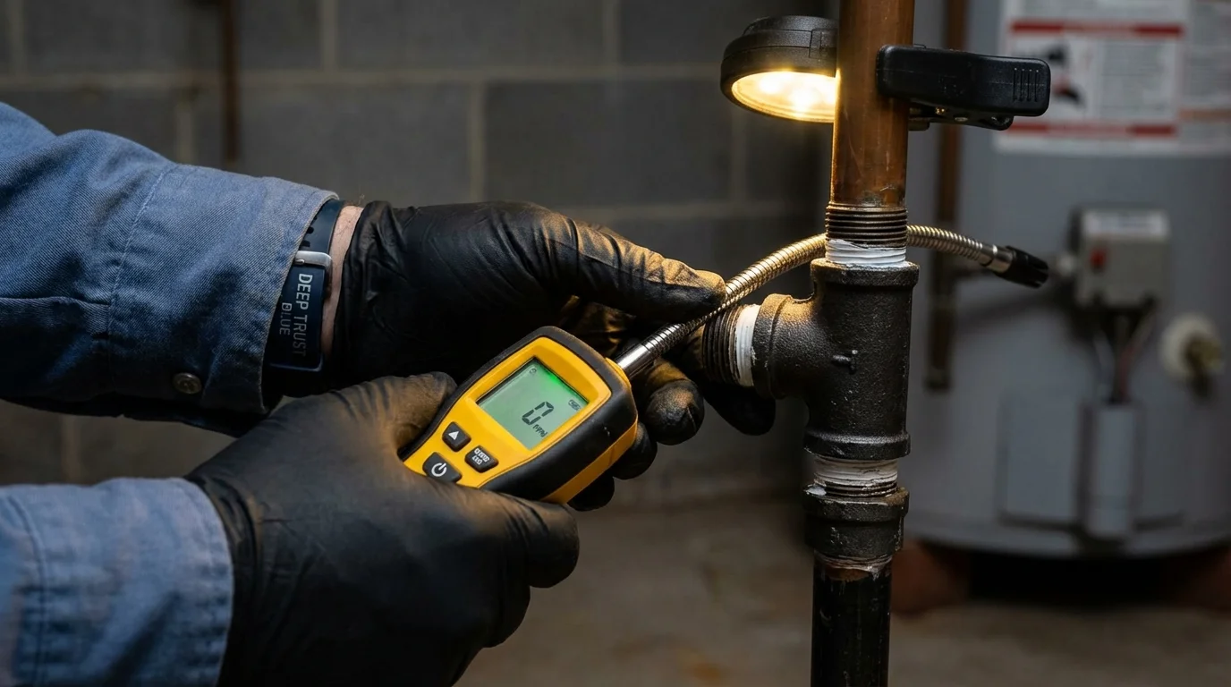 Gas leak detection with electronic sniffer by Johns Plumbing LLC in Cranbury